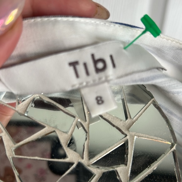 TIBI Liam Stripe V-Neck Shirt with Tie Sz 8 $395 - Picture 3 of 14